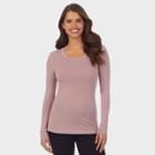 Warm Essentials By Cuddl Duds Women's Smooth Stretch Thermal Scoop Neck Top - Mauve Shadow