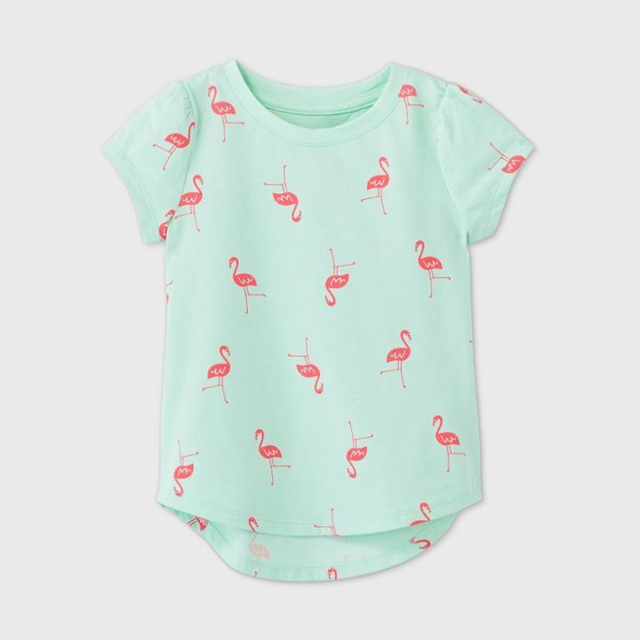 Petitetoddler Girls' Short Sleeve Flamingo T-shirt - Cat & Jack Green