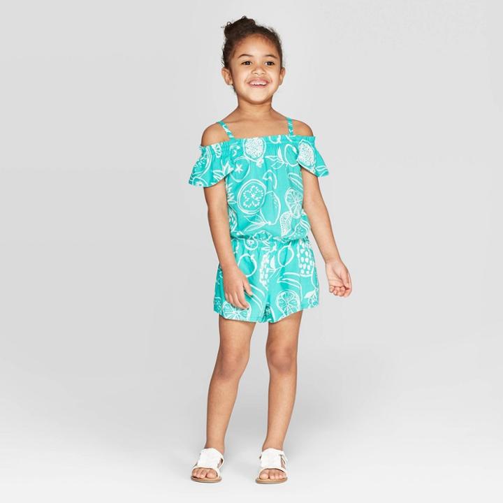 Toddler Girls' Fruit Printed Romper - Cat & Jack Green