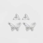 Sterling Silver Cubic Zirconia Butterfly Stud Earrings - A New Day