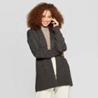 Women's Long Sleeve Rib-knit Cuff Textured Cardigan Sweater - A New Day Gray L, Women's,