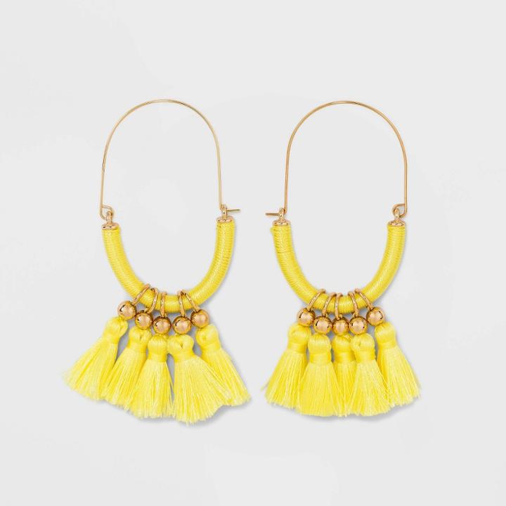 Sugarfix By Baublebar Bold Fringe Hoop Earrings - Yellow