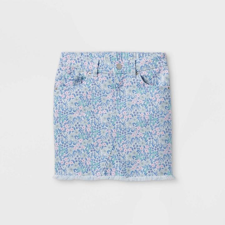 Girls' Floral Print Jean Skirt - Cat & Jack Xxl,