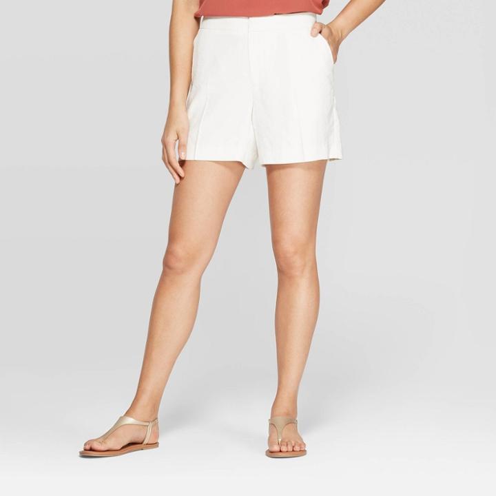 Target Women's Regular Fit Mid-rise Shorts - A New Day Cream (ivory)