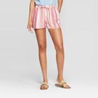 Women's Striped Mid-rise Pull-on Shorts - Universal Thread Pink