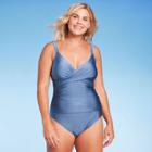 Kona Sol Women's Twist-front Ruched Full Coverage One Piece Swimsuit With Tummy Control - Kona
