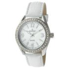 Peugeot Watches Peugeot Women's Swarovski Crystal Accented Leather Strap Watch - White