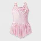 Danshuz Toddler Girls' Camisole Style Activewear Dress With Scarf Style Straps And Bow - Pink 8-10,