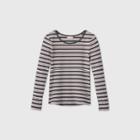 Girls' Long Sleeve Striped Ribbed T-shirt - Cat & Jack Charcoal Gray