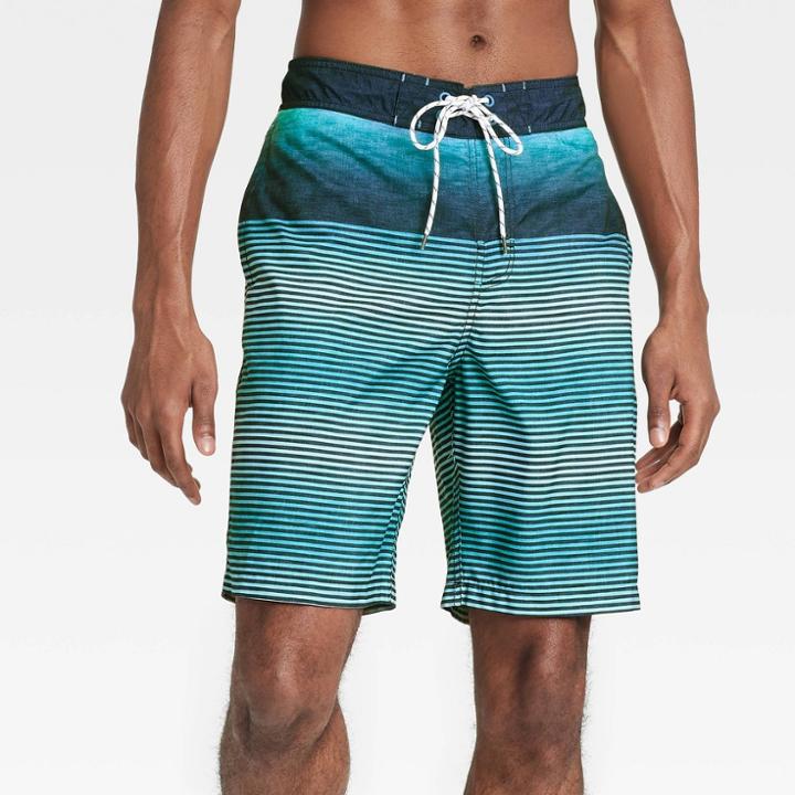 Men's 9 Ombre Striped Regular Fit Board Shorts - Goodfellow & Co Blue