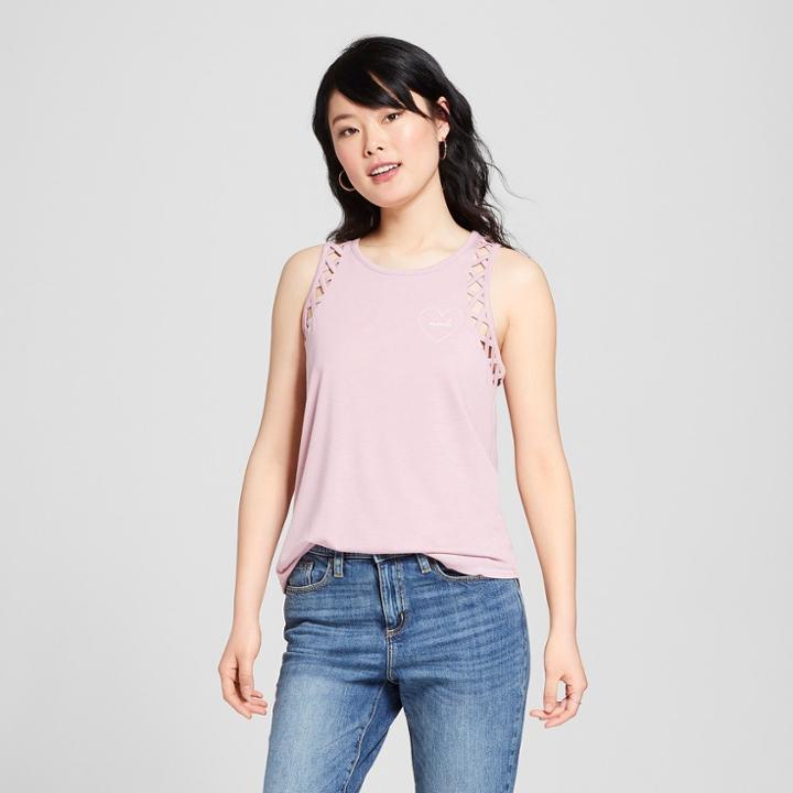 Women's Heart Mood Lattice Graphic Tank Top - Grayson Threads (juniors') Blush