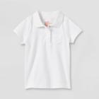 Toddler Girls' Adaptive Short Sleeve Polo Shirt - Cat & Jack White