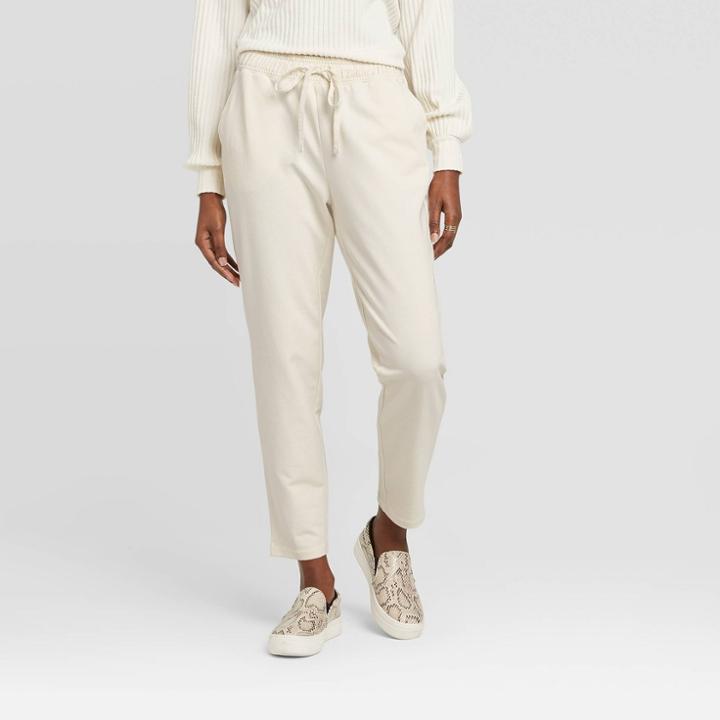 Women's High-rise Ankle Length Jogger Pants - A New Day Cream Xs, Women's, Ivory