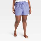 Women's Plus Size Mid-rise Tie Waist Utility Shorts - Universal Thread Violet