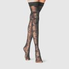 Women's Floral Thigh Highs - A New Day Black M/l, Size: