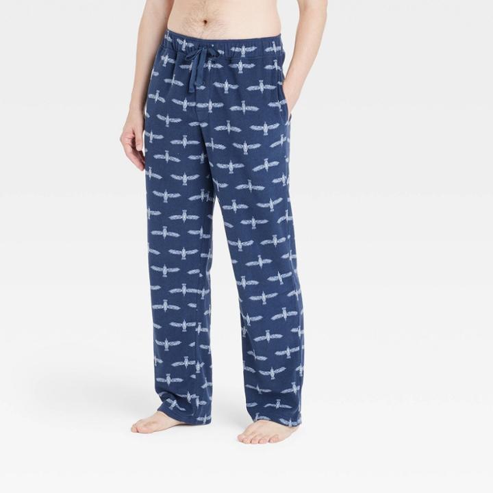 Men's Bird Print Microfleece Pajama Pants - Goodfellow & Co Blue