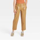 Women's High-rise Faux Leather Tapered Ankle Pants - A New Day Brown