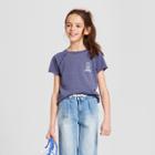 Target Grayson Social Girls' 'cat Lover' Short Sleeve T-shirt - Blue