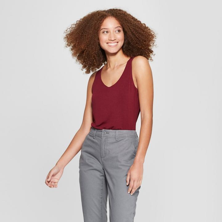 Target Women's V-neck Tank Top - A New Day Burgundy (red)