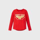 Girls' Dc Comics Wonder Woman Long Sleeve Graphic T-shirt - Red