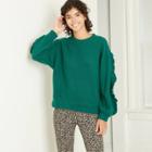 Women's Ruffle Sleeve Sweatshirt - A New Day Green
