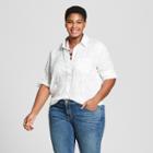 Women's Plus Size Button-down Long Sleeve Floral Shirt With Shine - Ava & Viv