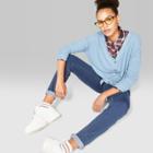 Women's Oversized Long Sleeve Tie Front Top - Wild Fable Denim Blue