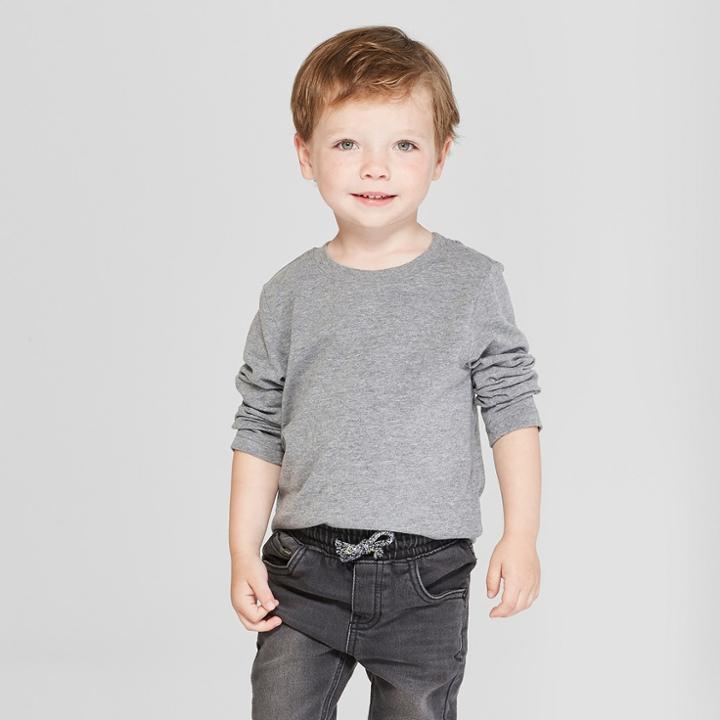 Toddler Boys' Long Sleeve T-shirt - Cat & Jack Gray