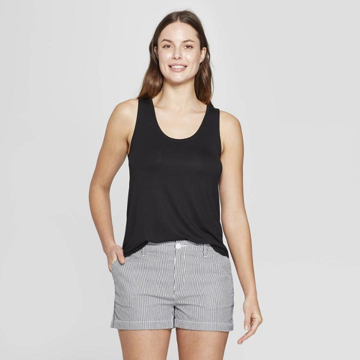 Women's Sleeveless Scoop Neck Tank Top - A New Day Black