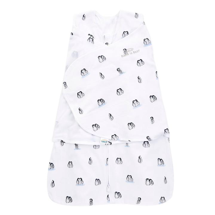 Halo Innovations Sleepsack 100% Cotton Swaddle Wrap - Penguins - Newborn