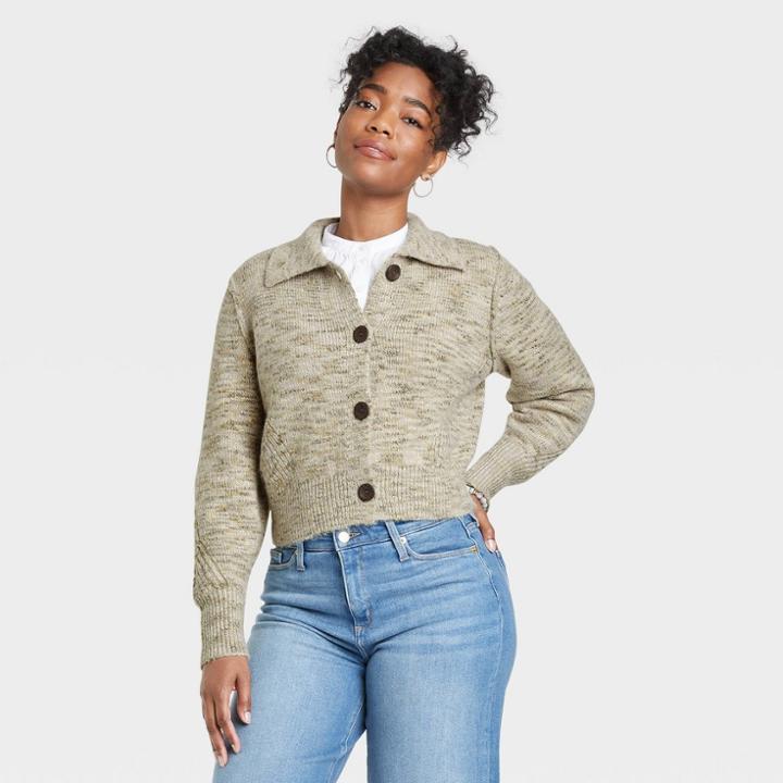 Women's Button-front Cardigan - Universal Thread Green