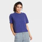 Women's Short Sleeve Boxy T-shirt - Universal Thread Dark Blue