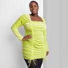 Women's Plus Size Long Sleeve Ruched Velvet Bodycon Dress - Wild Fable