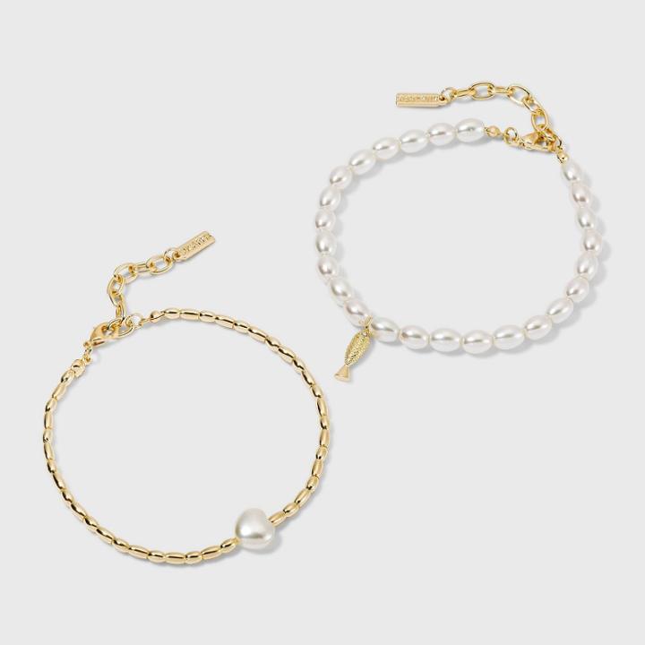 Sugarfix By Baublebar Gold And Pearl Anklet