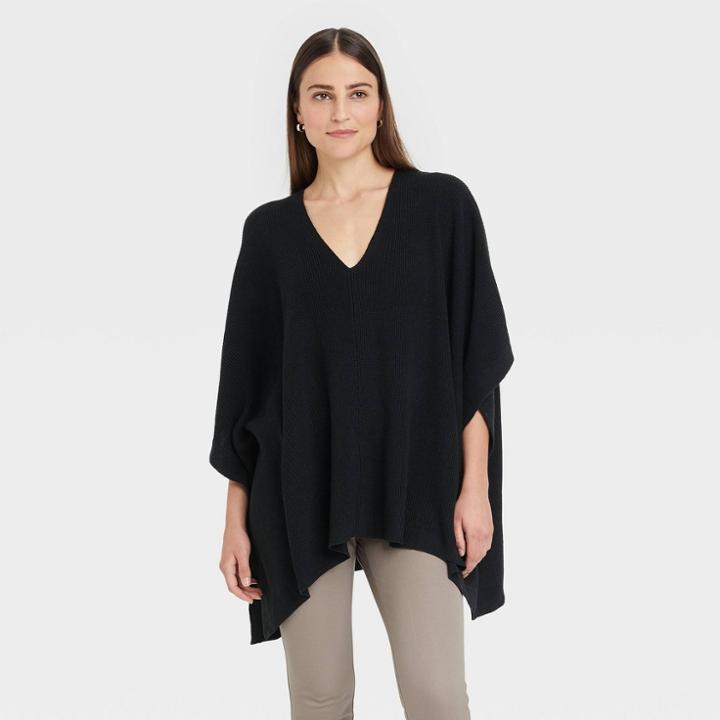 Women's V-neck Pullover - A New Day Black
