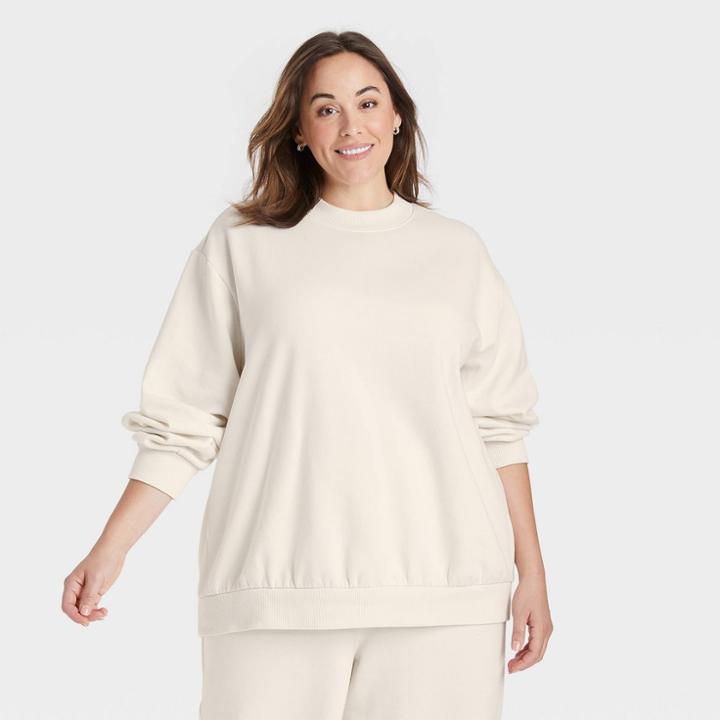 Women's Plus Size Oversized Sweatshirt - A New Day Cream