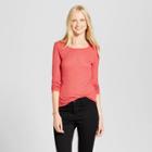 Women's Long Sleeve Rib T-shirt - Mossimo Supply Co. Red