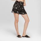 Women's Jurassic Park Fossil Print Tie Waist Shorts (juniors') Black