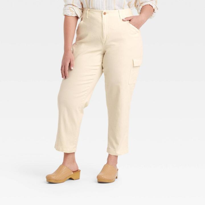 Women's Plus Size High-rise Slim Straight Jeans - Universal Thread Off-white