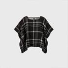 Women's Plaid Poncho Sweater - A New Day Black