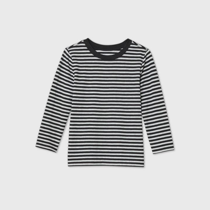 Toddler Boys' Long Sleeve Crew Neck T-shirt - Cat & Jack Black