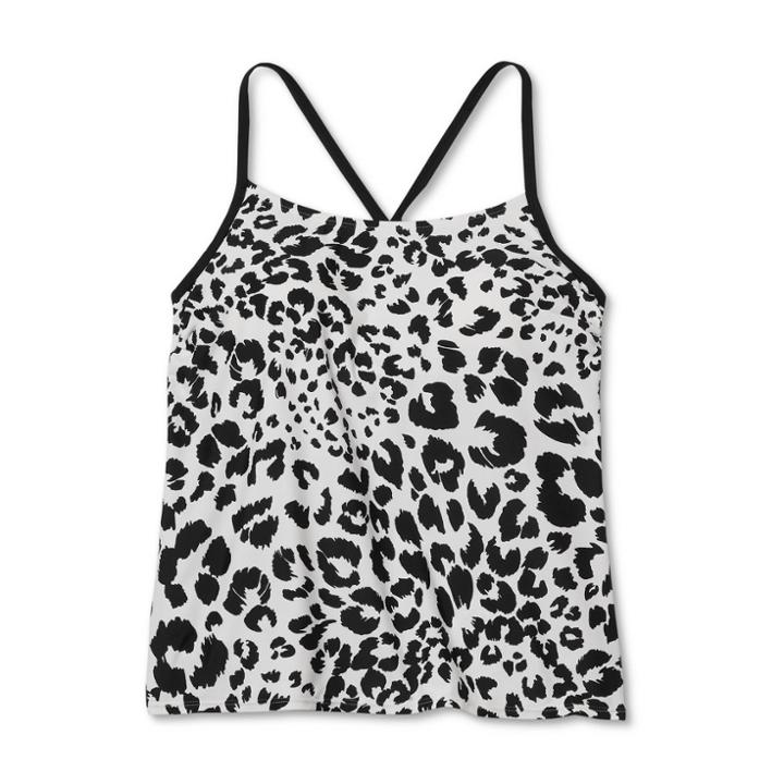 Women's Post Mastectomy Scoop Neck Tankini Top - Kona Sol Leopard Print