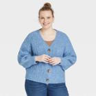 Women's Plus Size Button-down Cardigan - Ava & Viv Blue X