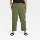 Women's Plus Size High-rise Slim Straight Fit Ankle Pull-on Pants - A New Day Green