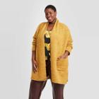 Women's Plus Size Boucle Open-front Cardigan - A New Day Yellow X/1x