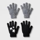 Kids' 2pk Magic Gloves - Cat & Jack Black/gray One Size, Kids Unisex