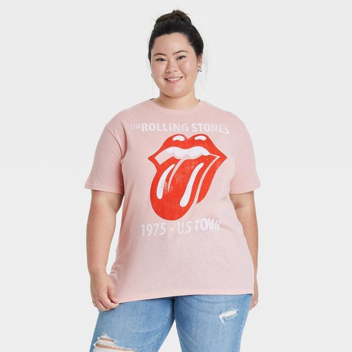 Women's The Rolling Stones Plus Size Logo Short Sleeve T-shirt - Blush