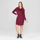 Women's Cowl Neck Super Soft Shift Dress - Spenser Jeremy - Burgundy