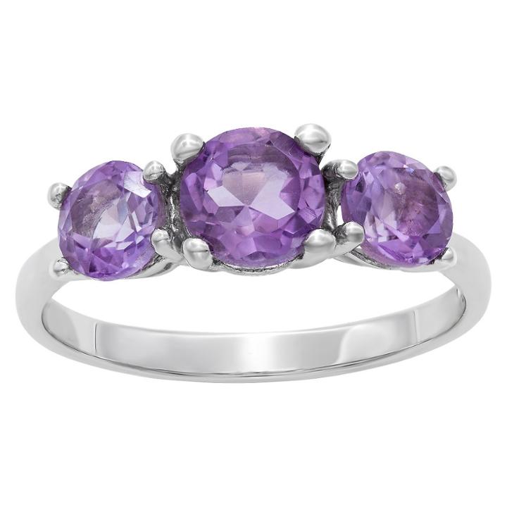 Tiara 1.76 Ct. T.w. 3 Stone Amethyst Ring In Sterling Silver -