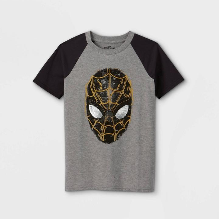 Kids' Marvel Spider-man Mask Short Sleeve Graphic T-shirt - Heathered Gray